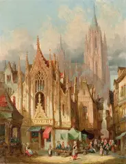 ULICZKA W CHARTRES by Heinrich Schäfer, olej, płótno, sold May 2009