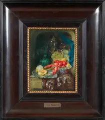 Julius Scheuerer, MARTWA NATURA Z RAKIEM, olej, deska