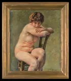 Józef Pankiewicz, MODELKA SIEDZĄCA NA KRZEŚLE, 1925, olej, płótno