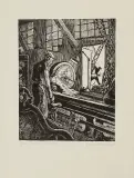 Janina Joanna Eberhard-Szymańska, TOKARZ, GLIWICE, 1950, drzeworyt, papier