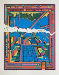 Risabura Kimura, CITY 364, 1971, serigrafia barwna, papier