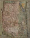 Aleksander Kobzdej, KOMPOZYCJA, 1959, olej, collage, płótno