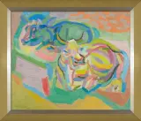 Stefan Wegner, DWIE KROWY, 1950, olej, płótno