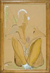 Joanna Sarapata, AKT Z BIAŁYMI WŁOSAMI, 1998, gwasz, akwarela, pastel, papier