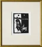 Żyd z kozą, z cyklu Judaica by Jerzy Duda-Gracz, 1965, linoryt, papier, sold Apr 2009