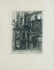 Jan Rubczak, Widok zabytkowego miasta, akwaforta, akwatinta, papier