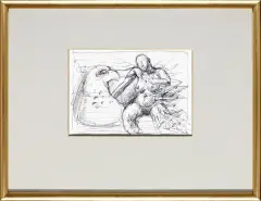 Franciszek Starowieyski, Akt z ptakiem, ok.1989, długopis, papier