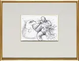 Akt z ptakiem by Franciszek Starowieyski, ok.1989, długopis, papier, sold Apr 2009