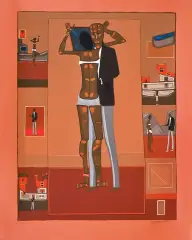 Jerzy Nowosielski, Tajemnica narzeczonych, 1997, serigrafia barwna, papier czerwony