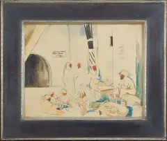 Zdzisław Przebindowski, ULICZKA W TRYPOLISIE, 1930, akwarela, kredka, papier,