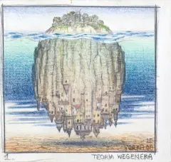 Teoria Wegenera by Jacek Yerka, 2000, kredki, ołówek, papier, sold Mar 2009