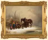 Wilhelm Alexander Meyerheim, ZIMOWA ZABAWA, 1850, olej, płótno