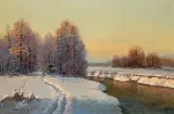 RZEKA WŚRÓD ŚNIEGÓW by Wiktor Korecki, olej, płótno, offered Mar 2009