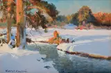 SOSNY ZIMĄ by Wiktor Korecki, olej, płótno, sold Mar 2009