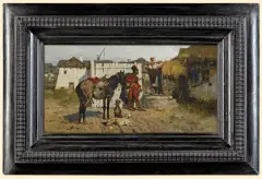 Józef Brandt, ZALOTY. KOZAK I DZIEWCZYNA, ok. 1870, olej, płótno