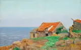 DOM Z CZERWONYM DACHEM NAD MORZEM, lata 1903-1906 by Michał Gorstkin-Wywiórski, olej, płótno naklejone na tekturę, sold Mar 2009