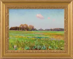 ŁĄKA by Teodor Ziomek, olej, płótno naklejone na tekturę, sold Mar 2009