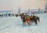 Leonard Wintorowski, UŁANI NA PATROLU, 1921, olej, płótno