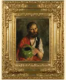 Józef Mikołaj Pochwalski, PORTRET MĘŻCZYZNY Z ZIELONYM DZBANEM, olej, tektura
