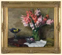 MIECZYKI W SZKLANYM WAZONIE by Erich Martin Müller, olej, płótno, sold Mar 2009