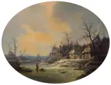 Franciszek Ruśkiewicz, KRAJOBRAZ ZIMOWY, 1856, olej, płótno