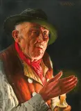 Franz Xaver Wölfle, ŚWIATŁO ŚWIECY, olej, deska