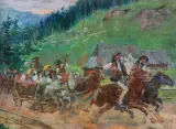 WESELE GÓRALSKIE by Wojciech Kossak, 1938-1942, olej, tektura, sold Mar 2009