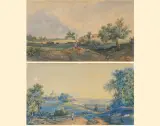 PARA OBRAZÓW ok. 1880 by Aleksy Fomicz Kondyriew, akwarela, papier, offered Mar 2009