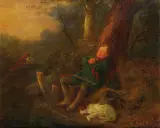 Edmund Dittmann, MYŚLIWI, olej, płótno