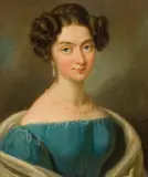 Karl Gottlieb Schweikart, PORTRET DAMY W BŁĘKITNEJ SUKNI, 1827, olej, płótno