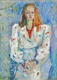 André) Blonder Aleksander (Sasza, PORTRET KOBIETY - SIMONE JULIENNE, 1946, olej, płótno