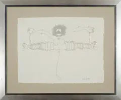 Karnawał w Rio by Jan Dobkowski, 1990, ołówek, papier kremowy, sold Feb 2009
