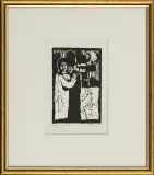 z cyklu Judaica by Jerzy Duda-Gracz, 1964, drzeworyt, papier kremowy, sold Feb 2009