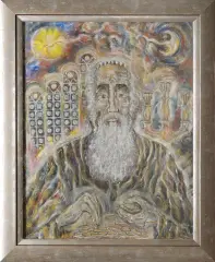 Zdzisław Lachur, Żyd z monetami, cykl Judaica, 1991, olej, gwasz, karton
