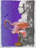 Portret z ptakiem by Jan Lebensztejn, litografia barwna, papier, sold Feb 2009