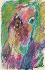 Autoportret by Jerzy Panek, 1996, pastel olejny, papier, sold Feb 2009