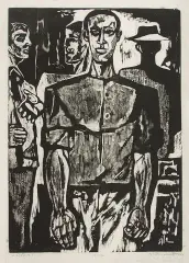 Ryszard Dudzicki, Siłacz, 1960, drzeworyt, bibułka