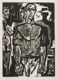 Ryszard Dudzicki, Siłacz, 1960, drzeworyt, bibułka