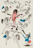 Jerzy Flisak, Idol jest nagi!, tusz, pióro, akwarela, flamaster, papier