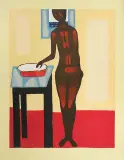 Akt z miską by Jerzy Nowosielski, 1999, serigrafia barwna, papier, sold Jan 2009