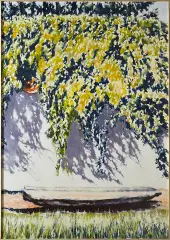 Jacek Barszcz, Słoneczna roślinność i cienie na murze, 2008, olej, płótno