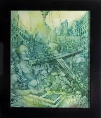 Jan Karwot, Improwizacja 11, 1992, olej, płyta pilśniowa
