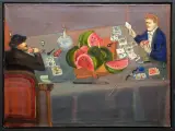 Romuald Oramus, Uczta – Gra - II, 1984, olej, tempera, płótno