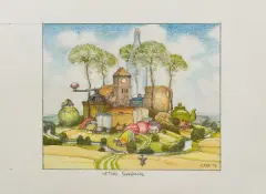 Jacek Yerka, Letnie śniadanie, 2006, ołówek, kredka, papier