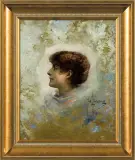Piotr Stachiewicz, PORTRET SARY BERNHARDT, ok. 1890, olej, tektura