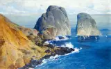 Tadeusz Popiel, CAPRI, SKAŁY FARAGLIONI, ok. 1900, olej, płótno