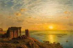 Ernst Carl Koerner, RUINY ŚWIĄTYNI W KOM OMBO NAD NILEM, 1922, olej, płótno