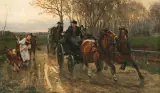 Adolf van der Venne, W DRODZE NA JARMARK, ok. 1880, olej, płótno