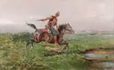Tadeusz Ajdukiewicz, JEŹDZIEC NA STEPIE, ok. 1900, olej, płótno
