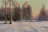 W ZIMOWYM SŁOŃCU by Wiktor Korecki, olej, płótno, sold Dec 2008